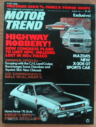 MOTOR TREND 1975 AUG - CADILLAC PICKUP & WAGON, TR-7*